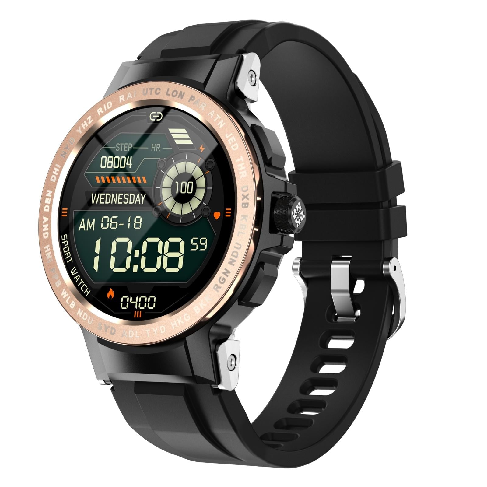 Waterproof Smart Watch With Colour Screen - Ip68 - Gold