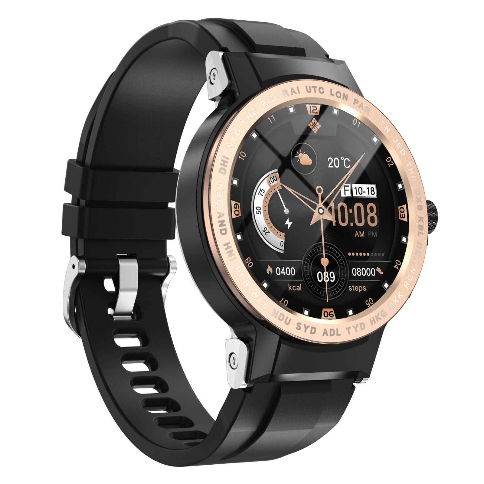 Waterproof Smart Watch With Colour Screen - Ip68 - Gold