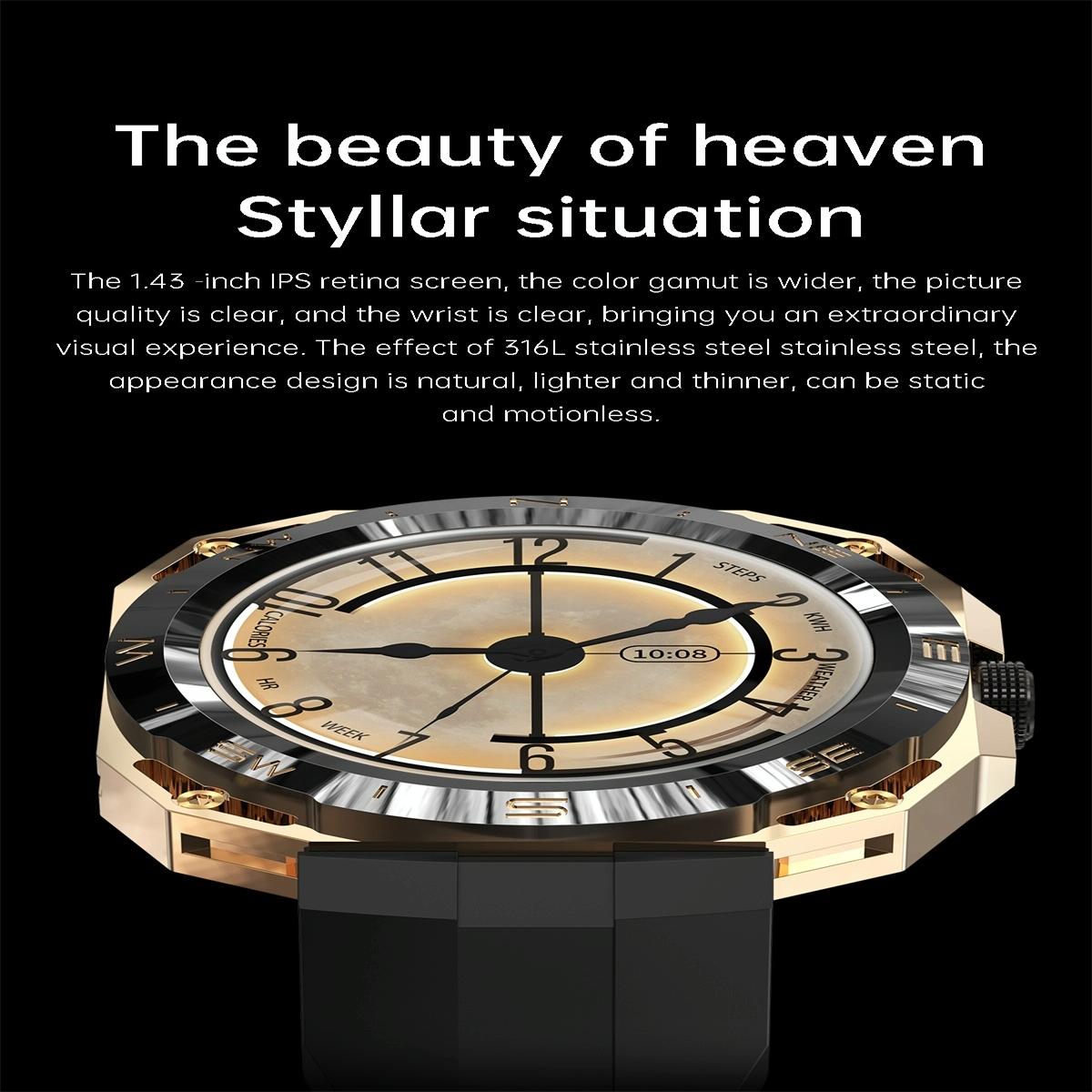 Smart Watch With Heart And Blood Monitoring Colour Screen - Gold