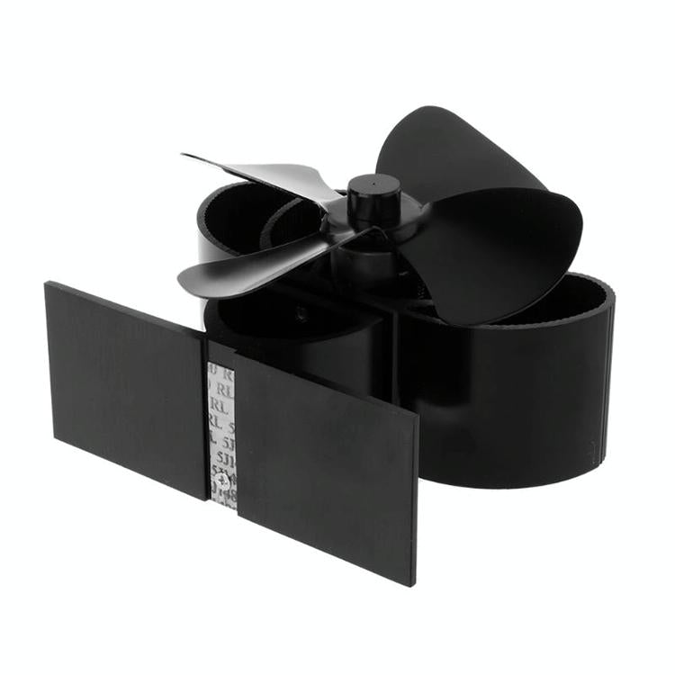 High Temperature 4-blade Heat Powered Stove Fan for Fireplaces - Black