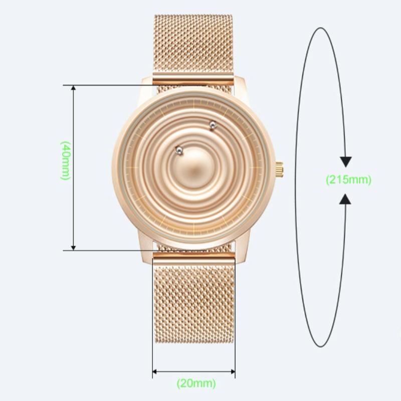 Stainless Steel Men Quartz Watch with Magnetic Strap - 40mm - Rose Gold