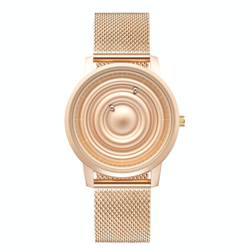 Stainless Steel Men Quartz Watch with Magnetic Strap - 40mm - Rose Gold