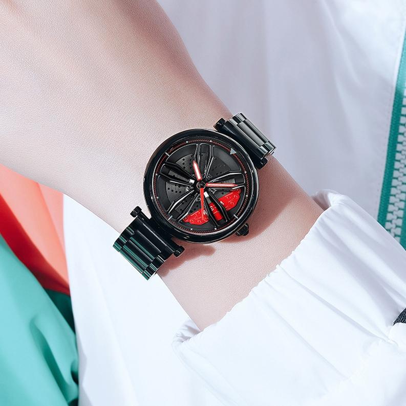 Stylish Steel Band Quartz Watch for Couples - Rose Gold