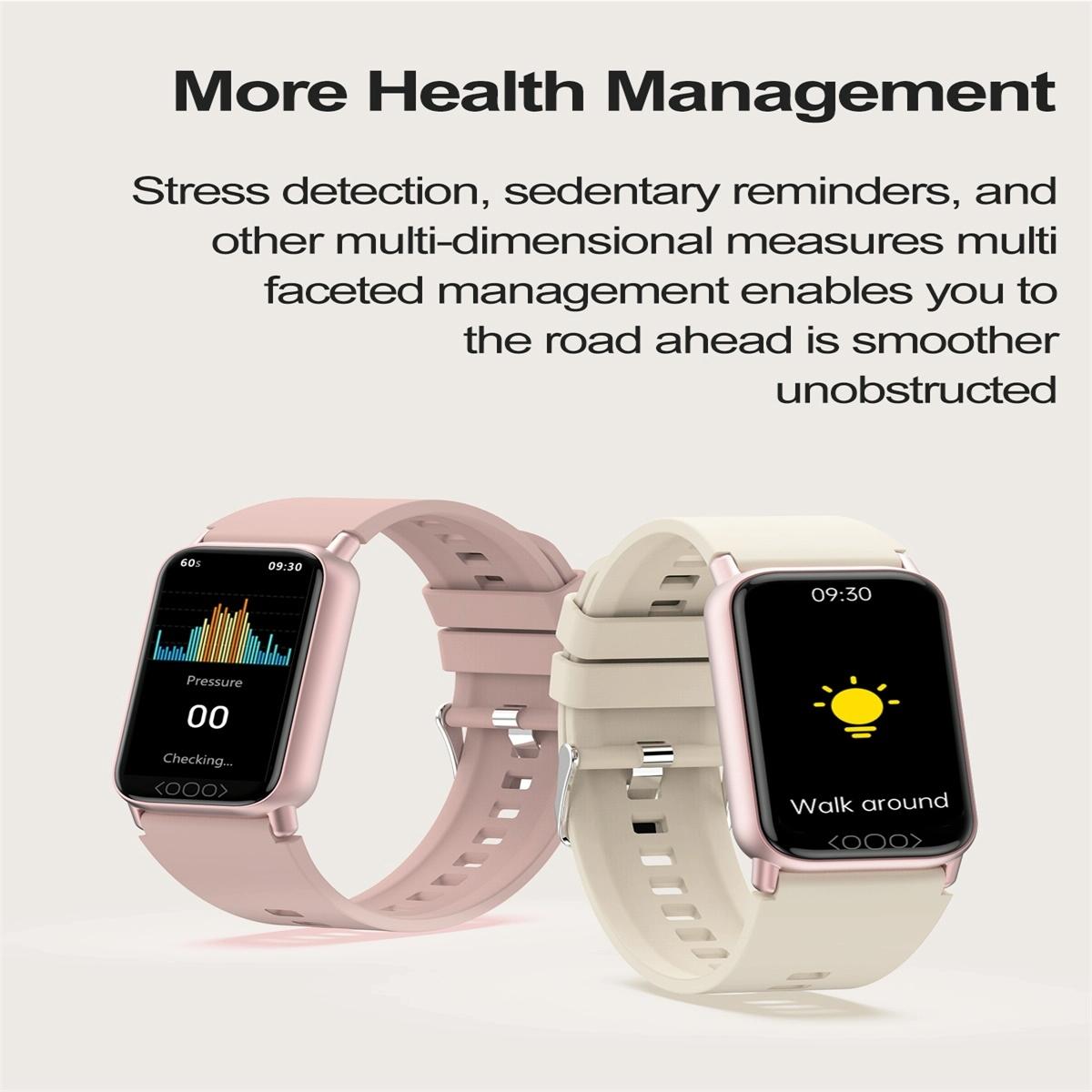 Smart Health Monitoring Watch With Colour Screen - Pink
