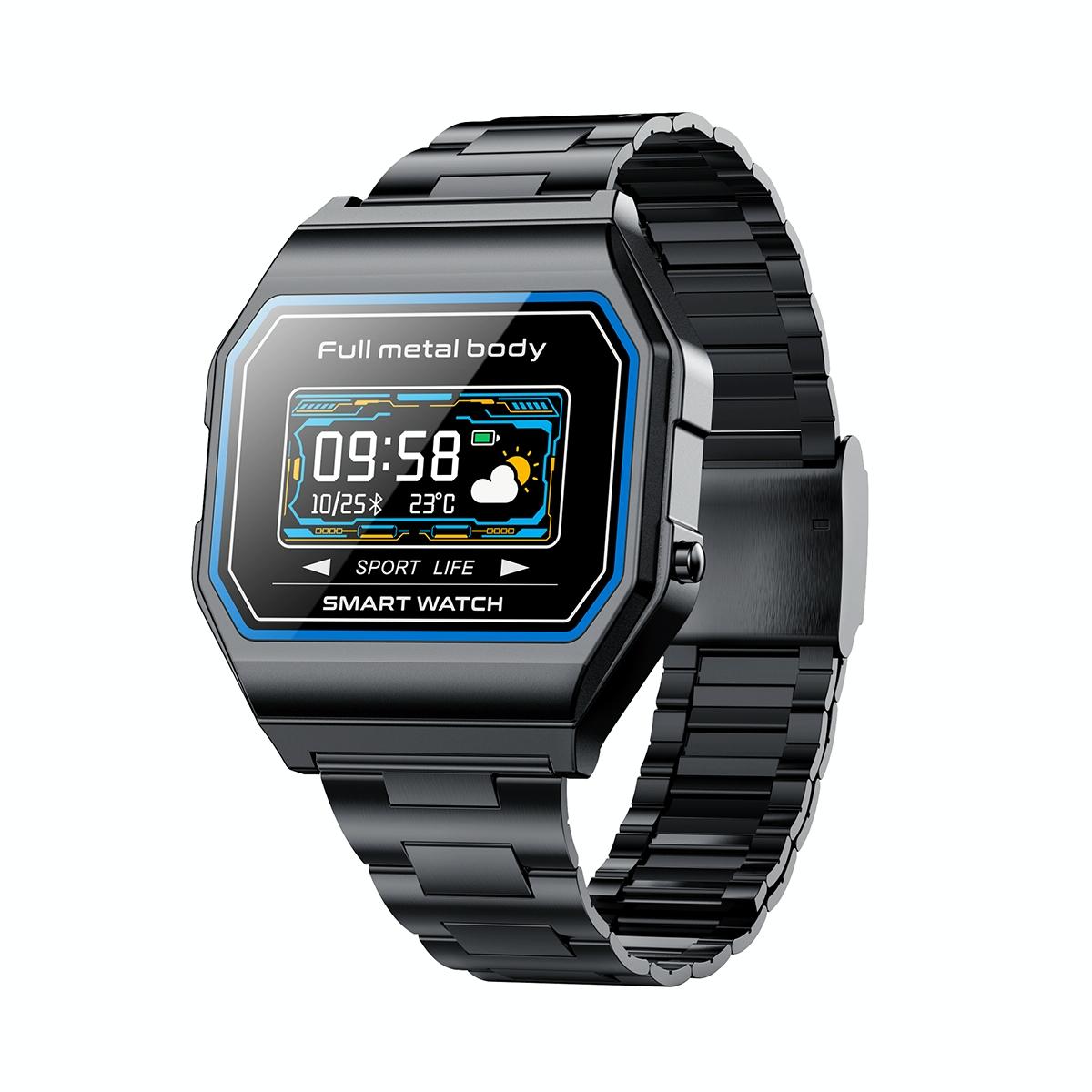 Waterproof Steel Smart Watch With Colour Screen - Silver