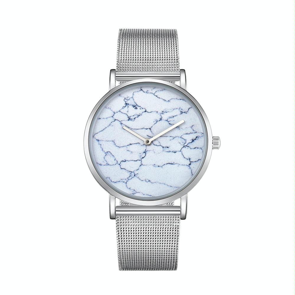 Stylish Men Quartz Watch with Stainless Steel Band - Round Dial Silver Alloy Case - Wa0736C