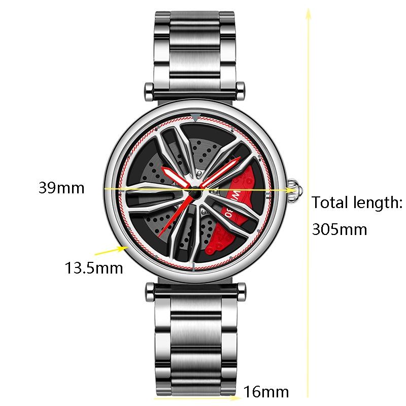 Stylish Steel Band Quartz Watch for Couples - Silver Red