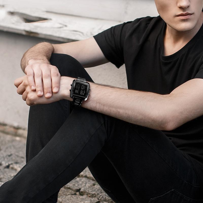 Vintage Gold Steel Square Watch - Waterproof & Luminous - Silver