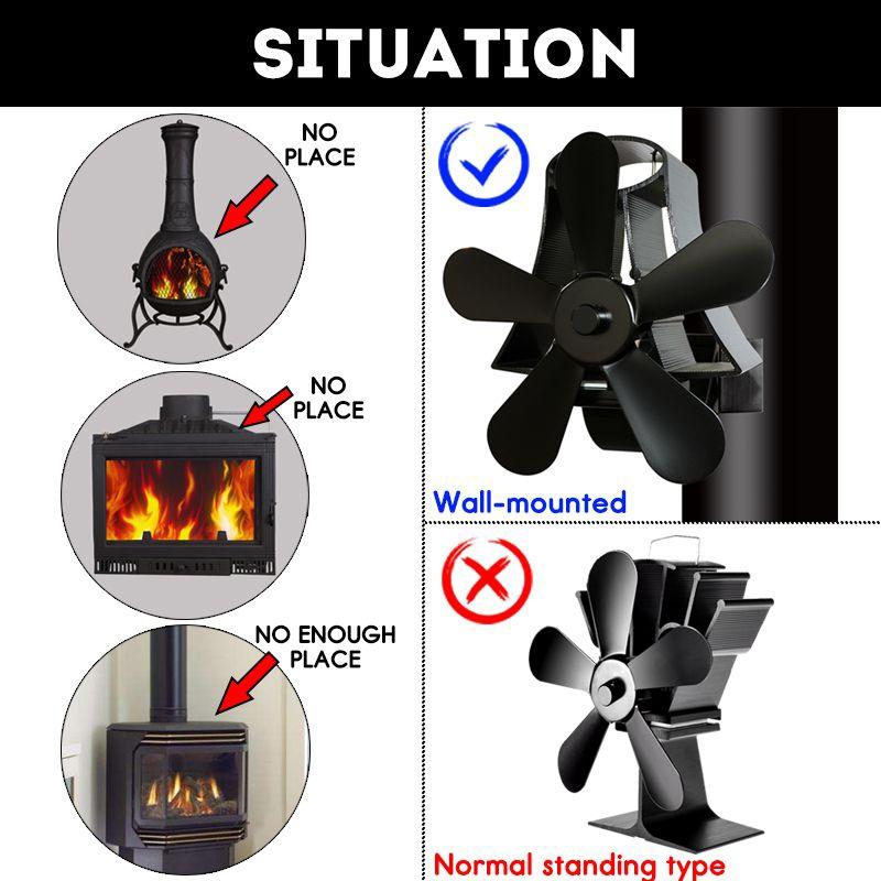 High Temp 5-blade Heat Powered Stove Fan for Fireplaces - Gold