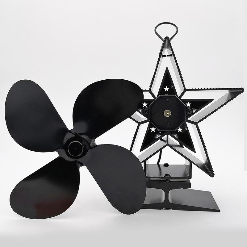 Efficient 4-blade Heat-powered Stove Fan - Aluminum - Gold