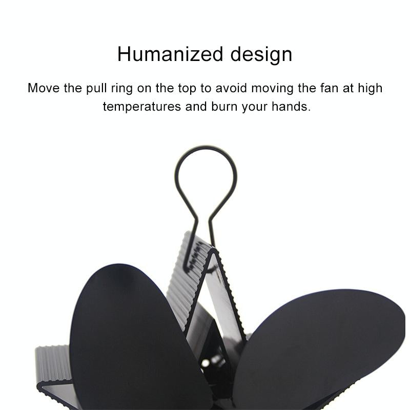 Efficient 4-blade Heat-powered Stove Fan - Aluminum - Gold
