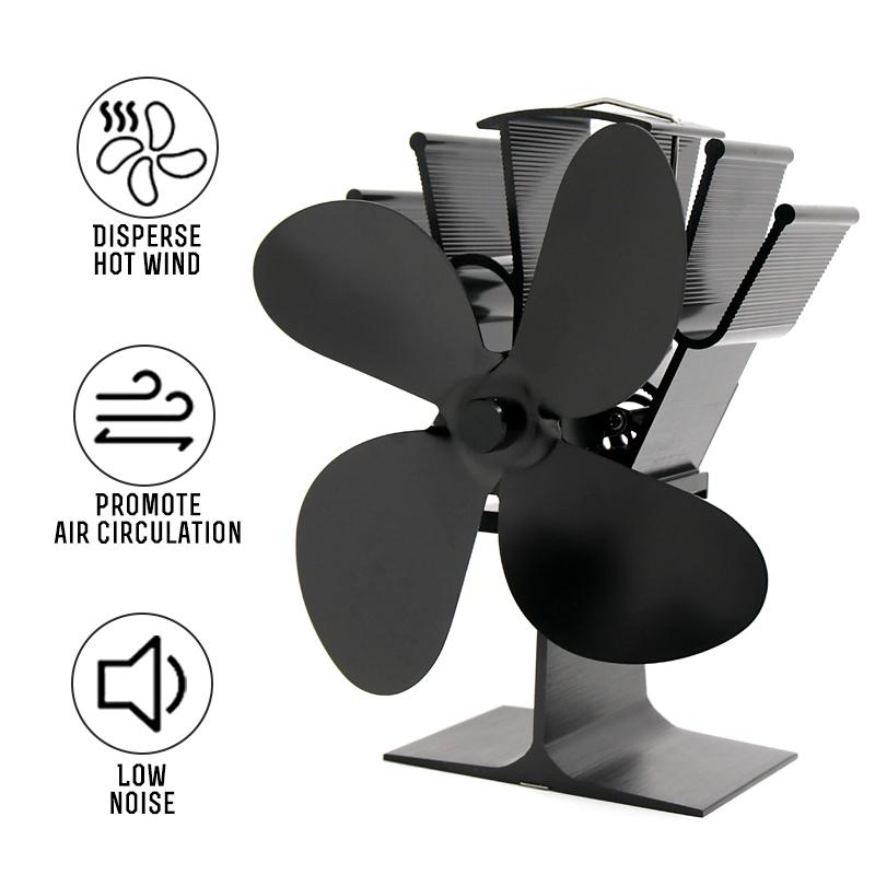 Eco-friendly Heat Powered Stove Fan for Wood / Gas / Pellet Stoves - Rose Red