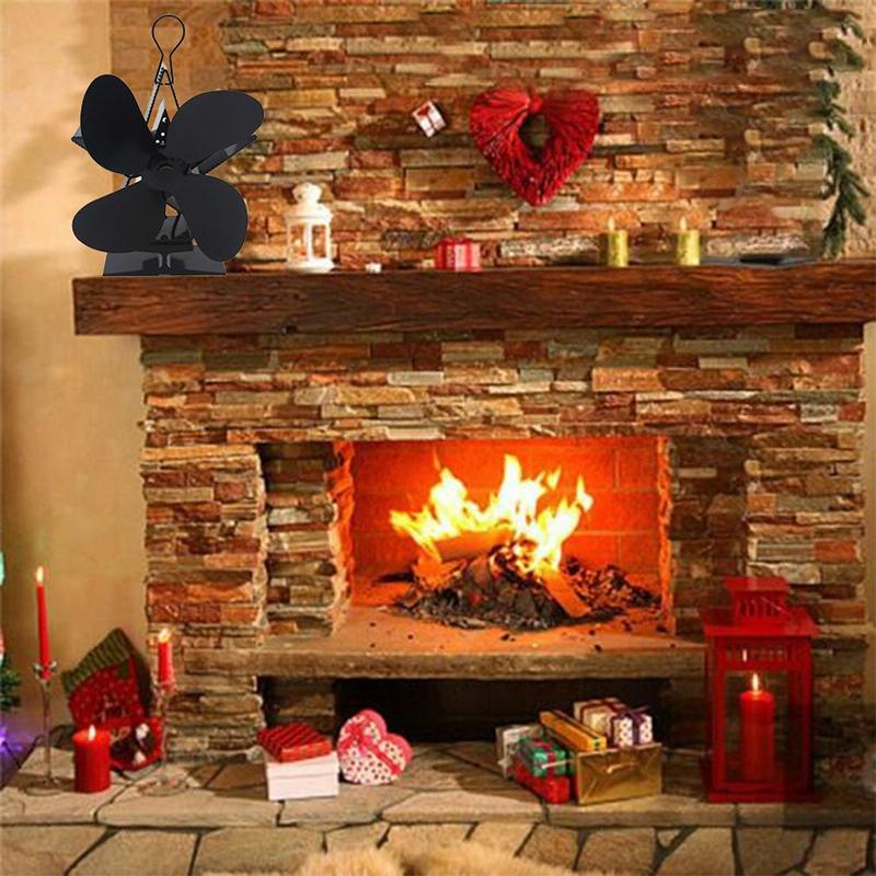 Efficient 4-blade Heat-powered Stove Fan - Aluminum - Bronze