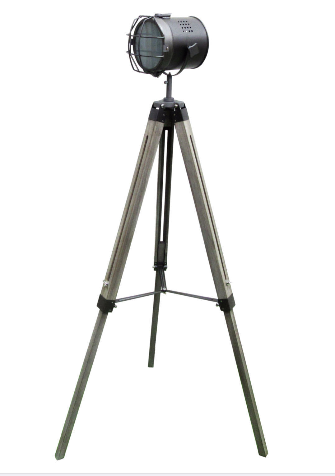 139cm Nautical Tripod Floor Lamp w Steel Grey Lamp Head Searchlight Spot Light Modern