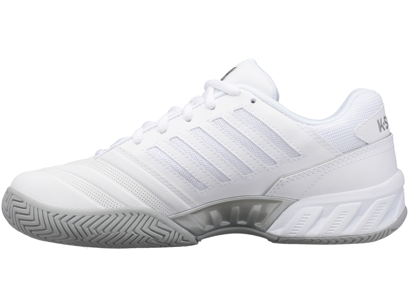 K-Swiss Womens Bigshot 4 AC Tennis Shoes - White/Silver - US 9