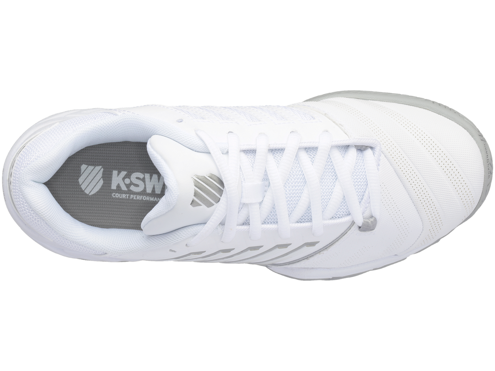 K-Swiss Womens Bigshot 4 AC Tennis Shoes - White/Silver - US 9