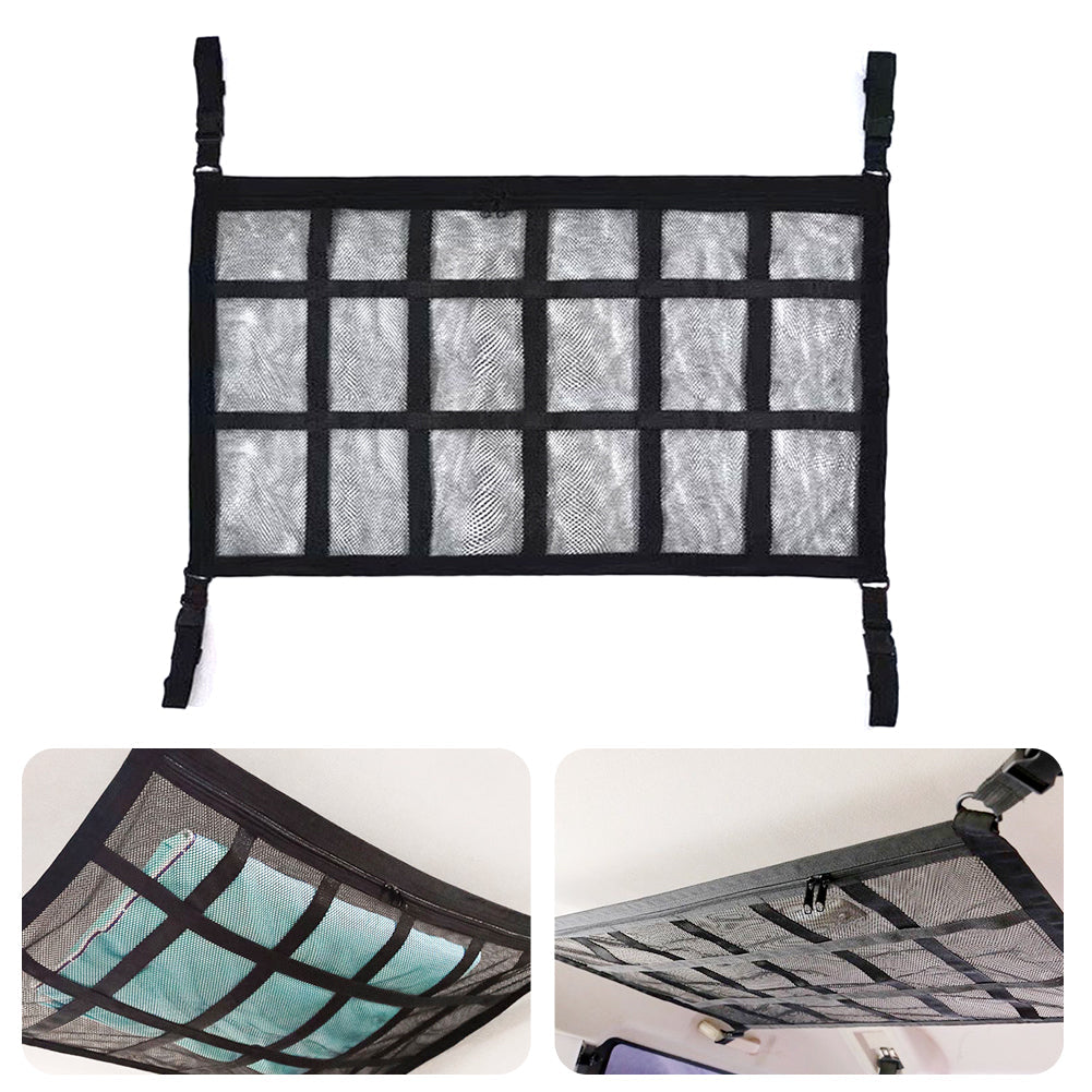 Universal Car Ceiling Storage Bag Cargo Roof Top Net Mesh Pocket Pouch 70x50cm