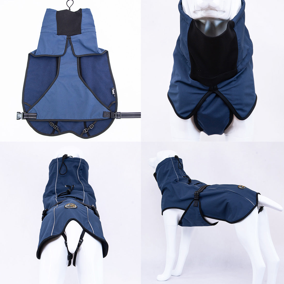 Pet Dog Raincoat Poncho Jacket Windbreaker Waterproof Clothes with Harness Hole-XXL-Blue