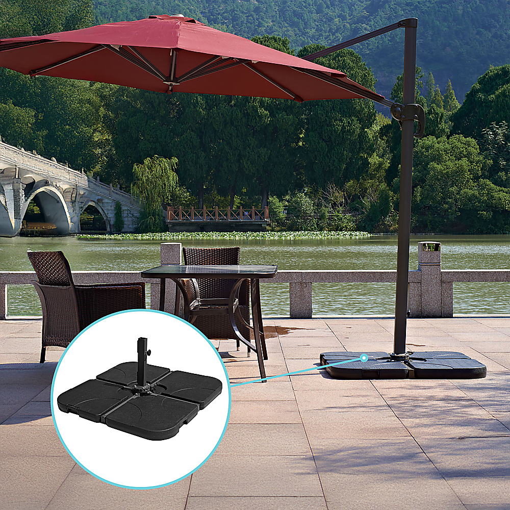 Outdoor Patio 4-Piece Cantilever Offset 3M Umbrella Base Stand Weight Water Sand