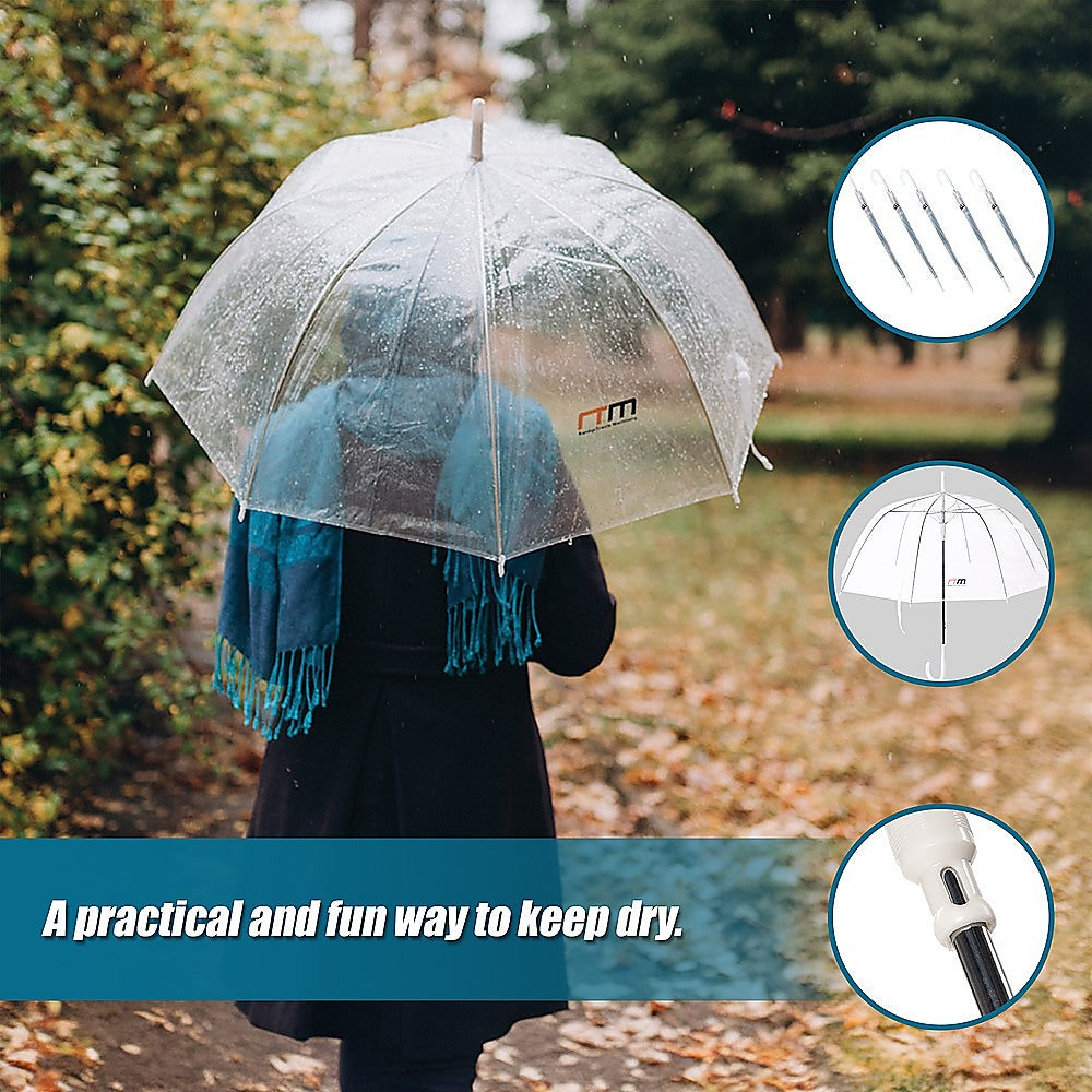 5x Clear Transparent Rain Walking Umbrella Parasol PVC Dome