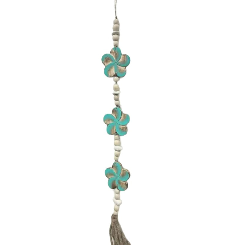 Turquoise Flowers W Beads + Tassel Mobile 90cm