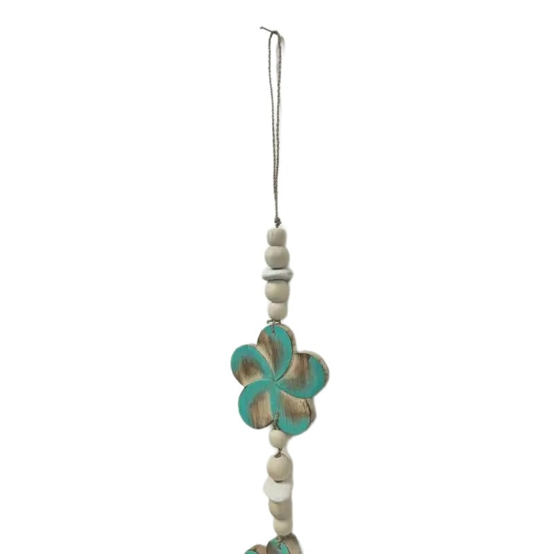 Turquoise Flowers W Beads + Tassel Mobile 90cm