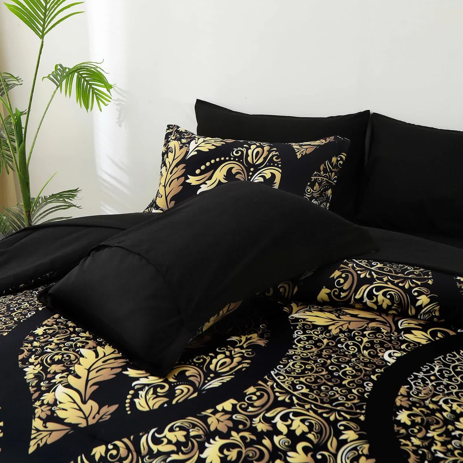 Regal Elegance Black and Gold 3 Pc Comforter & Pillow Cover Set KING