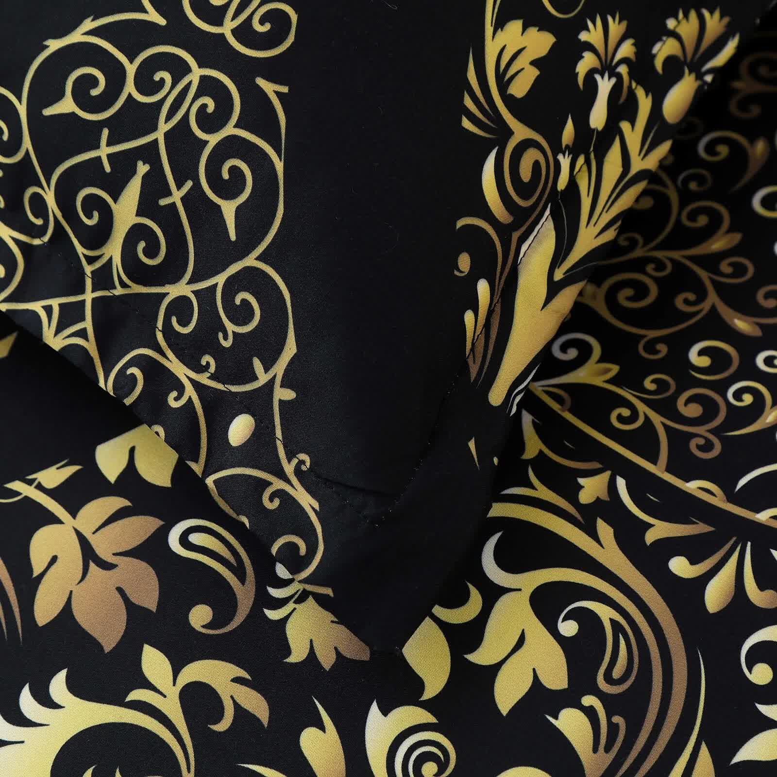 Regal Elegance Black and Gold 3 Pc Comforter & Pillow Cover Set KING