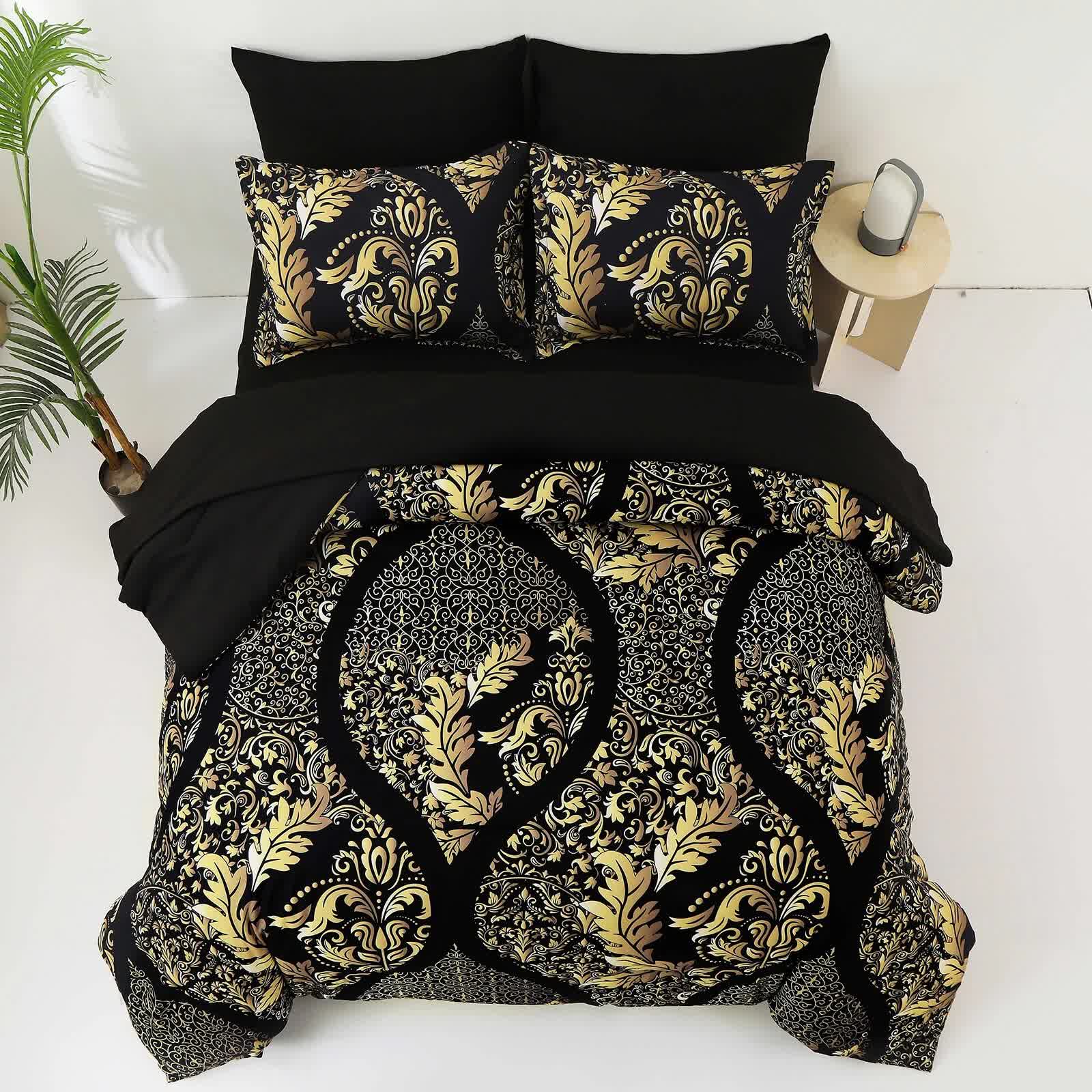 Regal Elegance Black and Gold 3 Pc Comforter & Pillow Cover Set KING