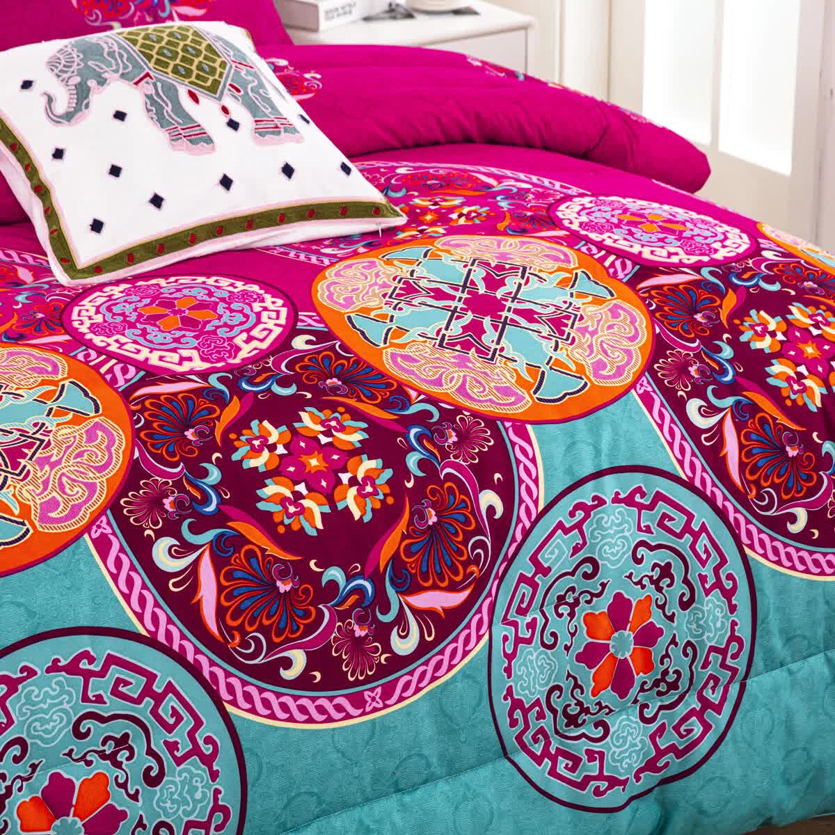 Aesthetic Glow Floral 3‑Piece Comforter Set with Matching Shams