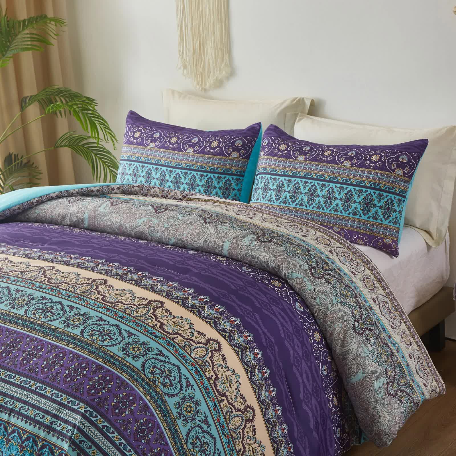 Boho Glow Teal Bedding – 3‑Piece Comforter Set for Relaxed Spaces