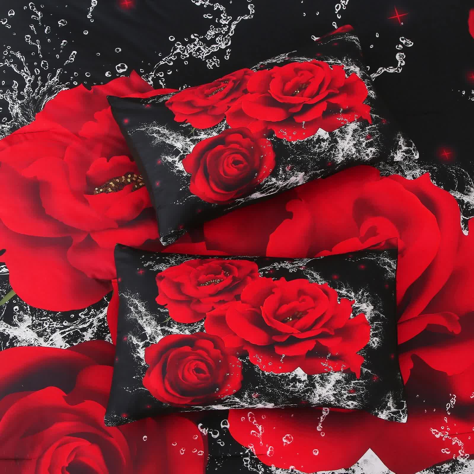 Chill Haven Red Rose 3‑Piece Comforter Bundle – Relax & Recharge Style