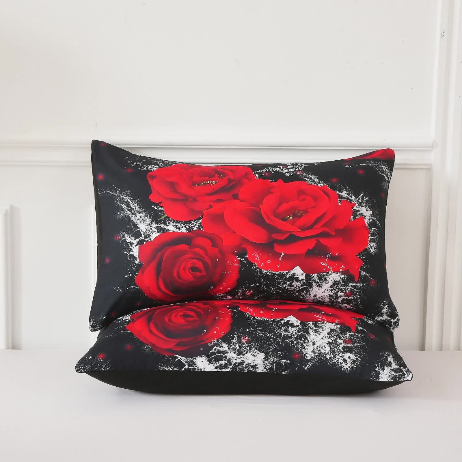 Chill Haven Red Rose 3‑Piece Comforter Bundle – Relax & Recharge Style