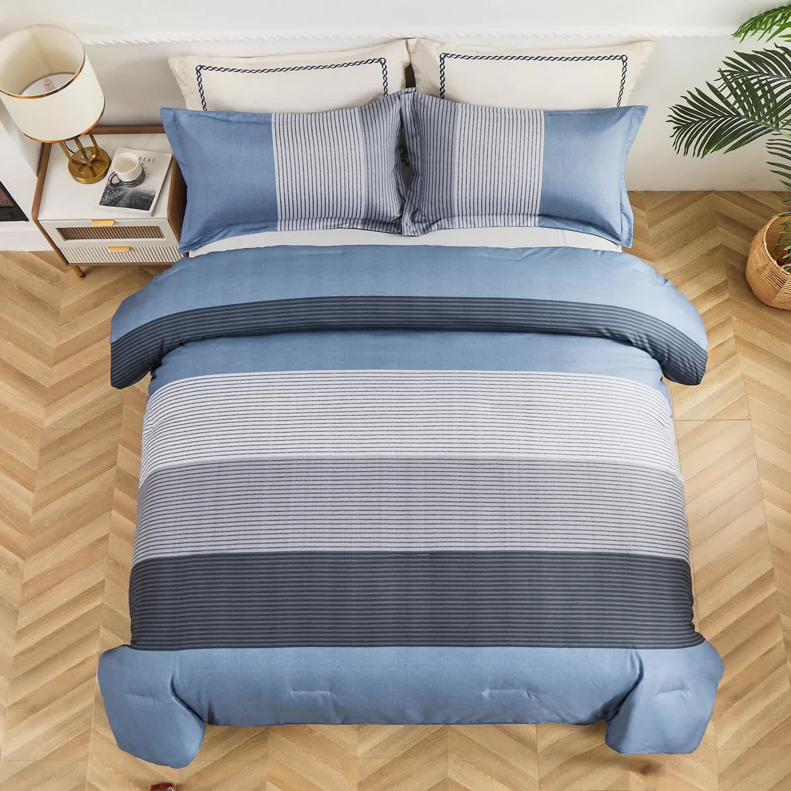Coastal Drift striped Comforter Bundle – Breezy 3‑Piece Bedding