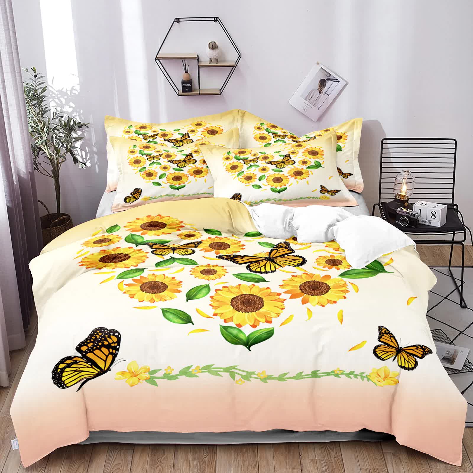 Airy Loft butterfly floral 3‑Piece Comforter Bundle – Relaxed