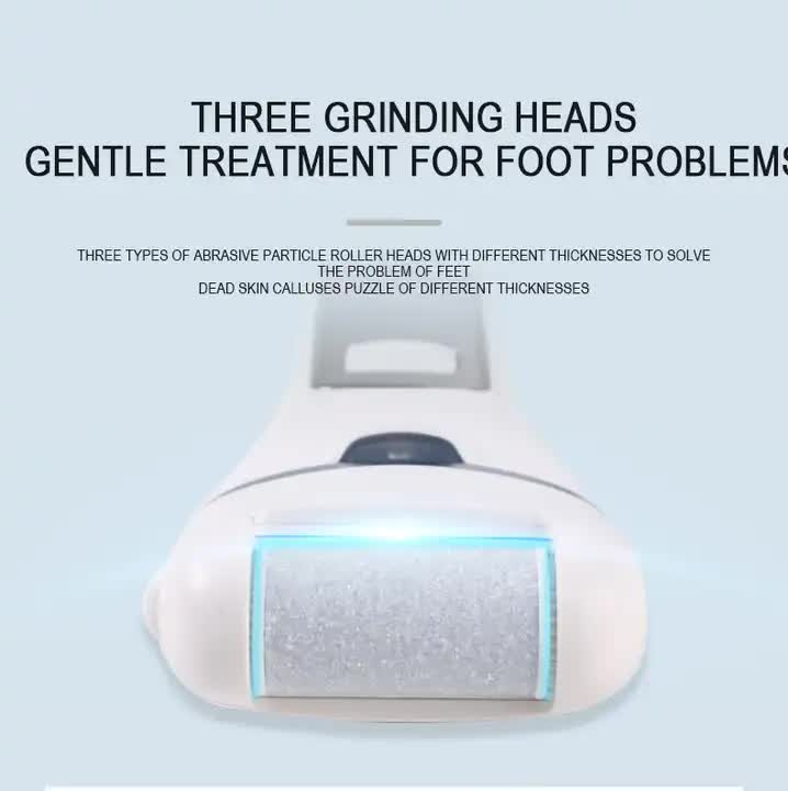 White Rechargeable Electric Foot File Callus Remover with LED Display and USB Charging