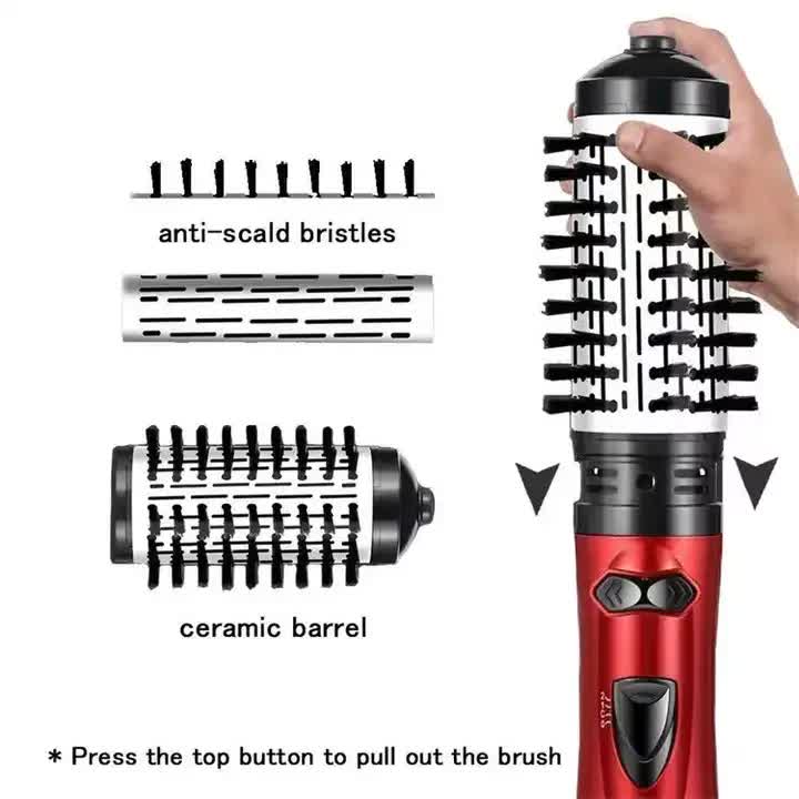 Red Automatic Large Wave Curling Iron | 2-in-1 Volumizing Hot Air Brush & Styling Comb