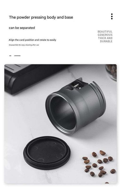 Dark Grey Round Professional Aluminum Espresso Tamping Station - Adjustable Portafilter Holder Stand