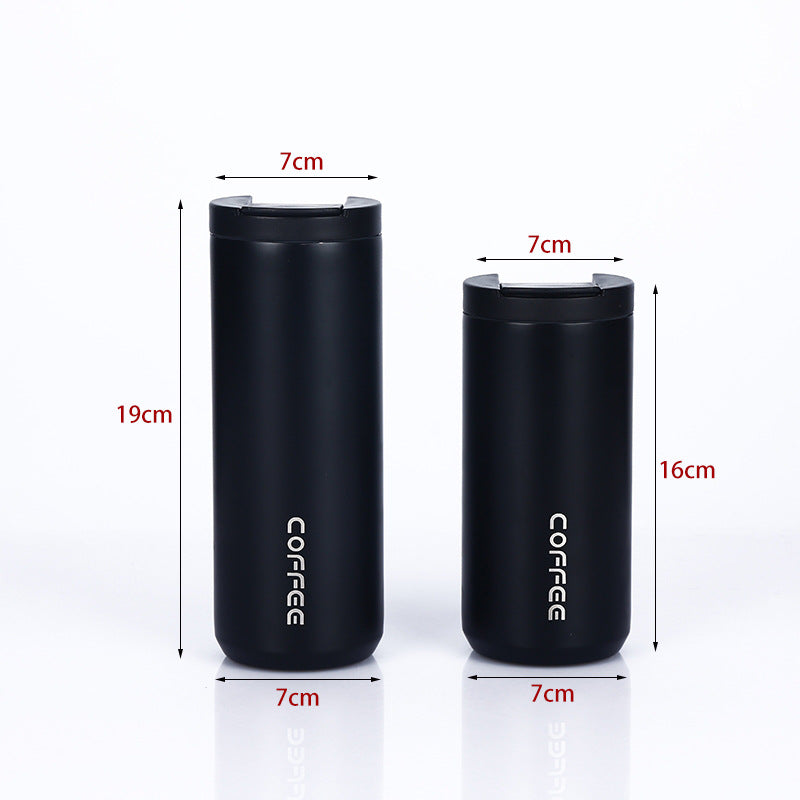 White Sleek Insulated Stainless Steel Coffee Tumbler Set (400ml & 500ml) - One-Touch Lid Travel Mugs