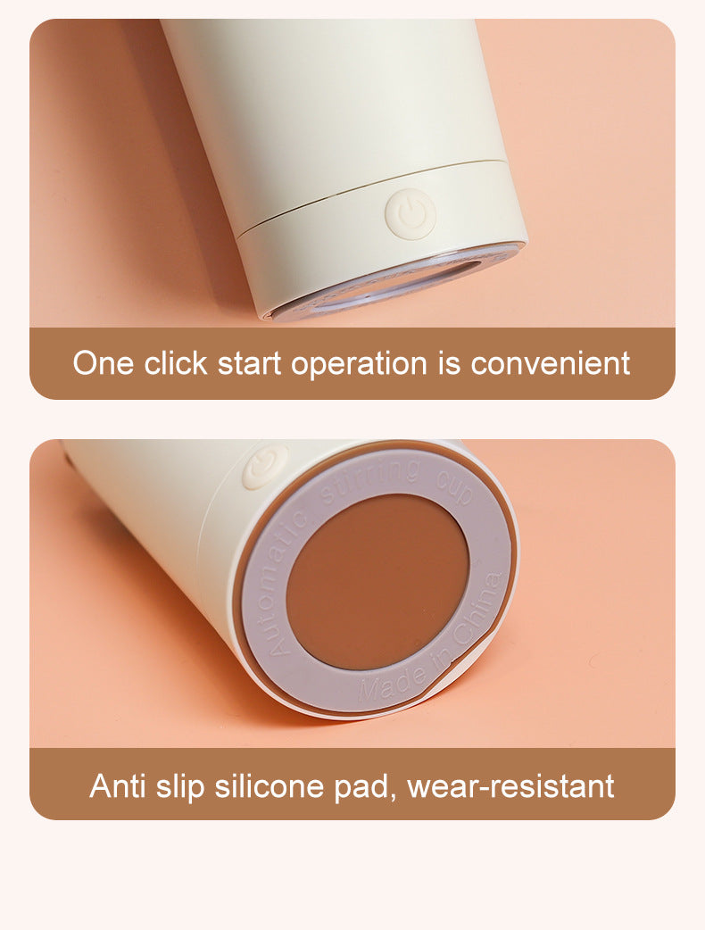 White 316 Stainless Steel Rechargeable Electric Self-Stirring Mug - 420ml Automatic Mixing Cup with Magnetic Rotor