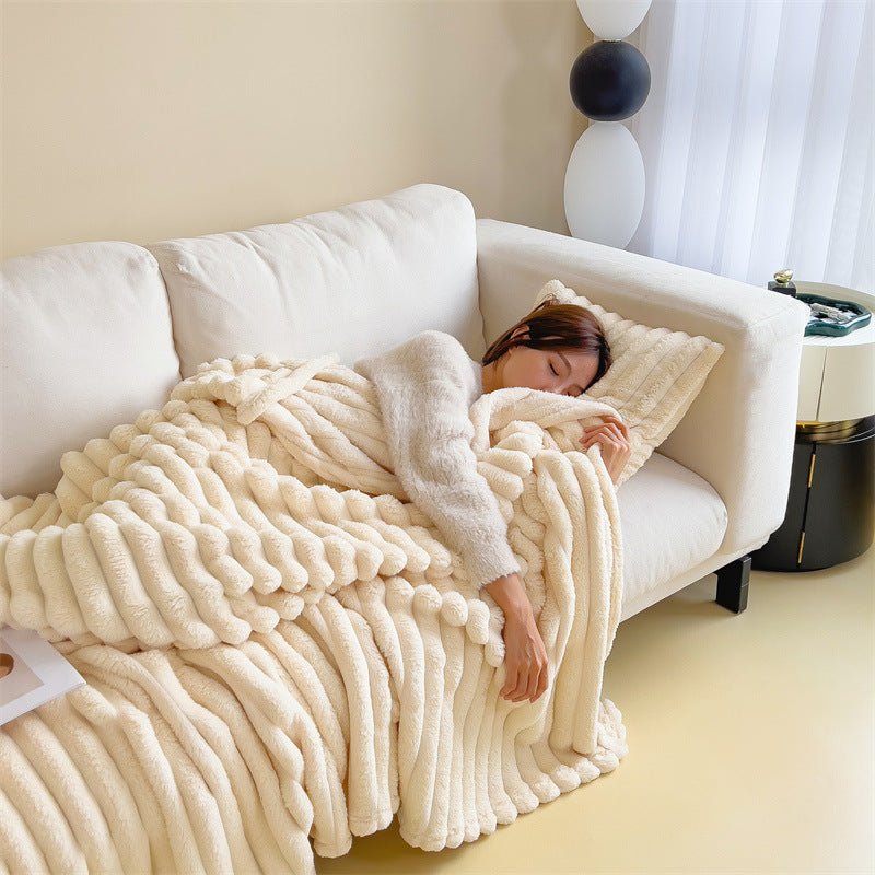 White plush tufted blanket - double-sided for warmth and skin-friendly comfort( 100*150cm)