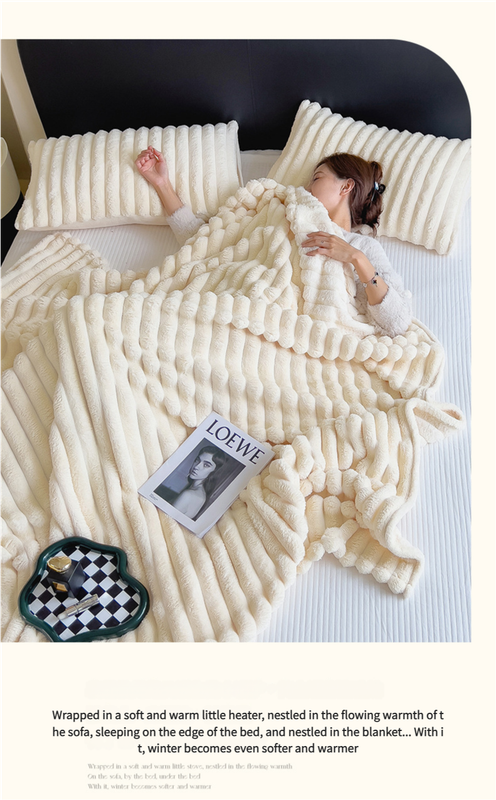 White plush tufted blanket - double-sided for warmth and skin-friendly comfort( 100*150cm)