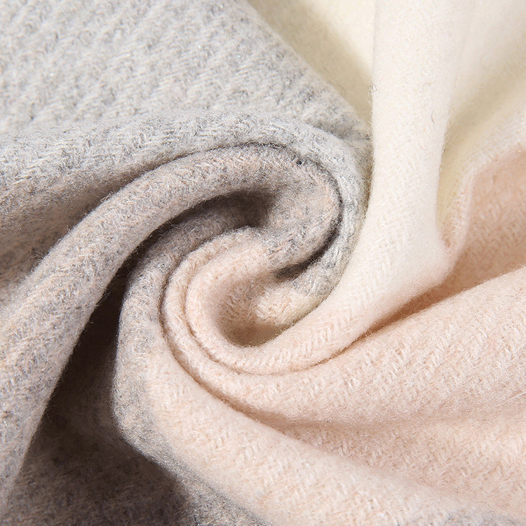 Cozy Color Block Fringe Scarf - Khaki Shawl for Fall and Winter