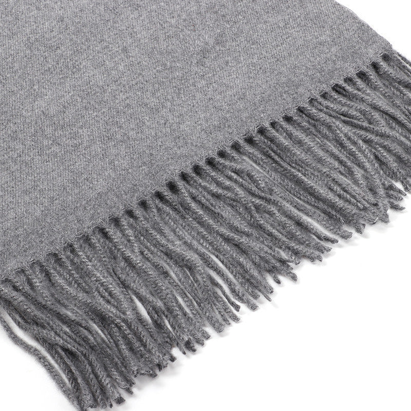 Luxury Cashmere Blend Scarf, Large 200x70cm Fringed Scarf (White)