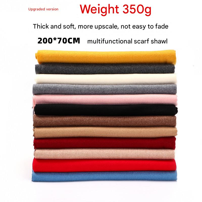 Luxury Cashmere Blend Scarf, Large 200x70cm Fringed Scarf (Light Gray)