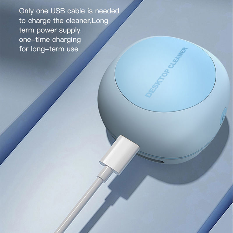 Blue Cordless Tabletop Crumb Sweeper - USB Rechargeable Mini Vacuum for Desk