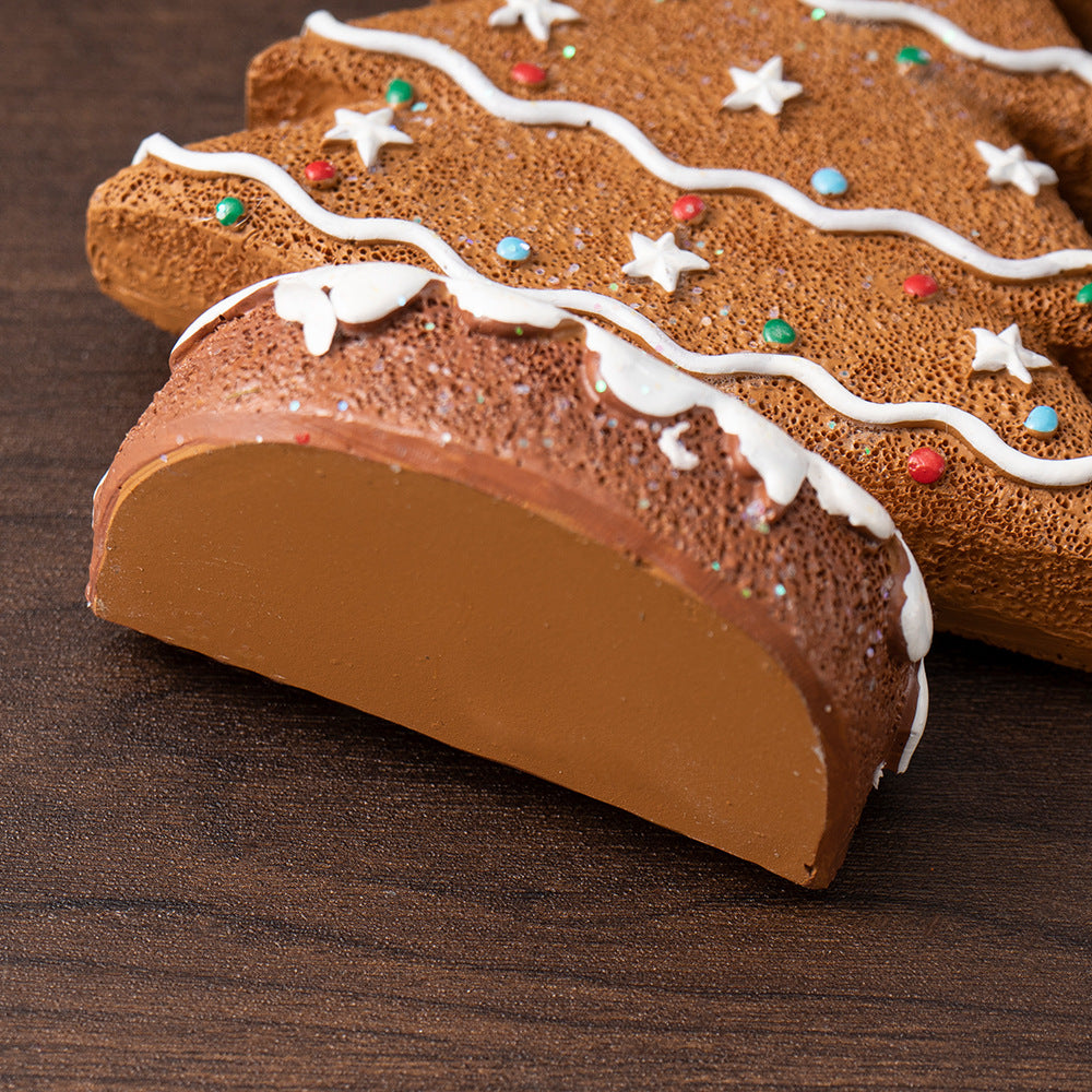 Yellow Charming Gingerbread Christmas Tree Figurine - Festive Resin Holiday Table Decor Ornament