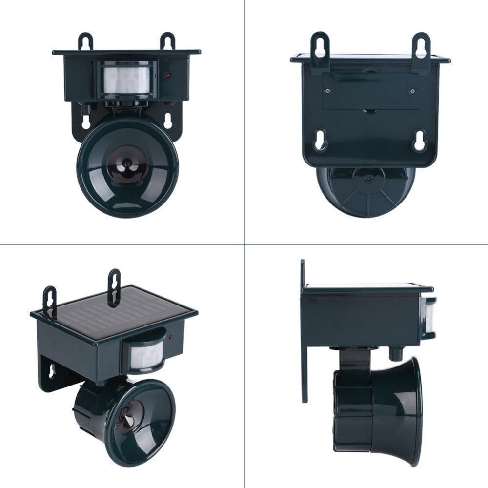 Dark Green Solar Powered Ultrasonic Animal Repeller - Motion Activated Outdoor Pest Deterrent for Garden