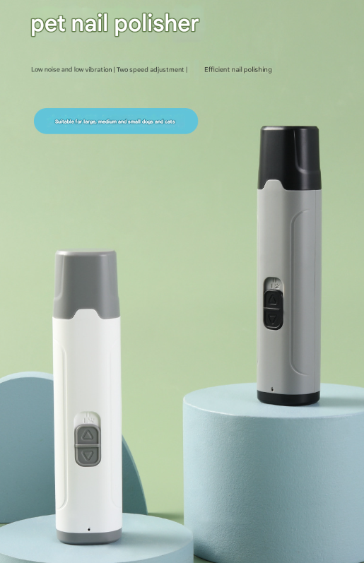 White Quiet Electric Pet Nail Grinder with LED Light - 2-Speed USB-C Rechargeable Trimmer for Dogs & Cats Grooming