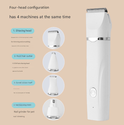 Blue Professional 4-in-1 Pet Grooming Kit - Low Noise Cordless Clippers, Trimmer & Nail Grinder for Dogs and Cats